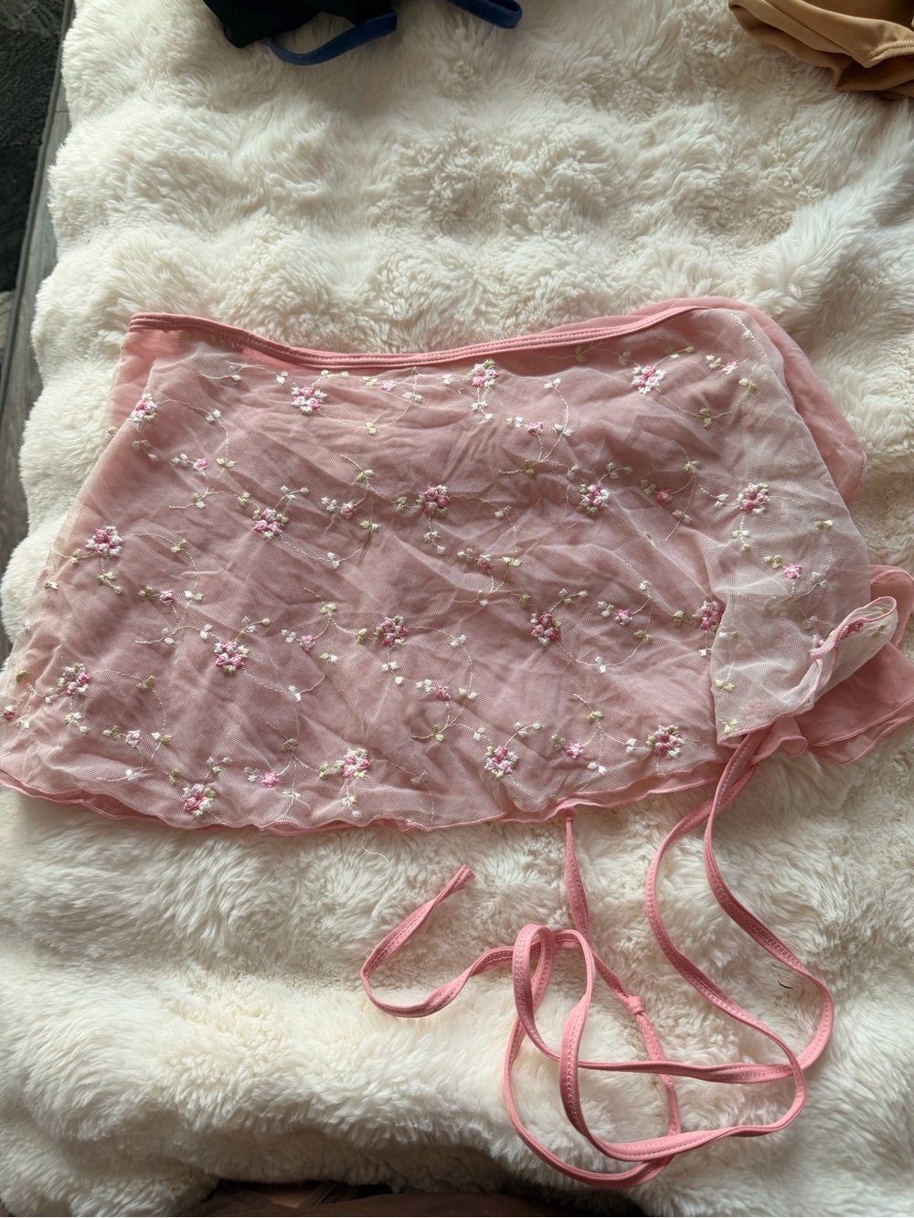 Natalie Dancewear Pink Embroidered Wrap Skirt